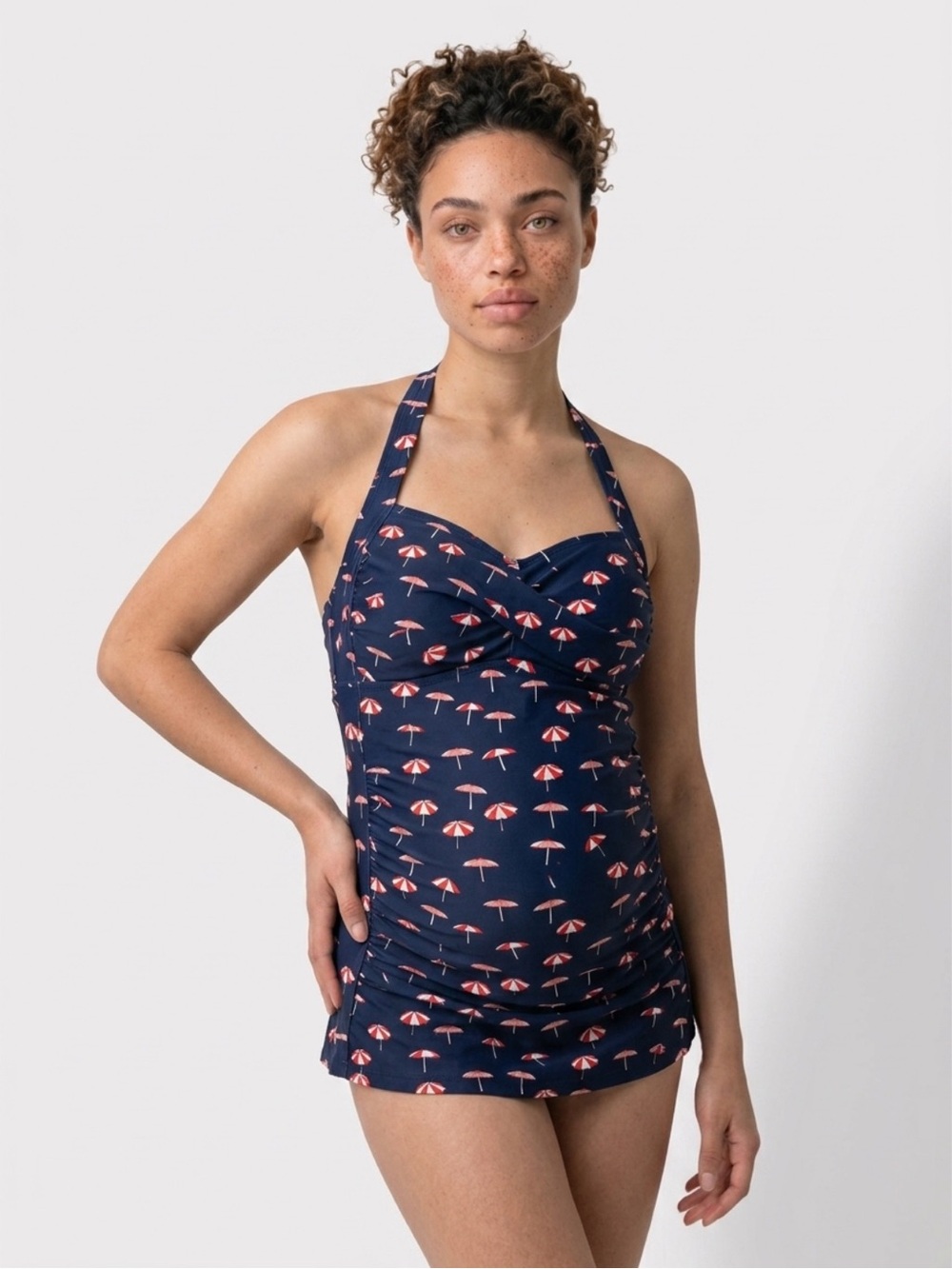 Maternity Classic Blue and Red One Piece Swimwear M